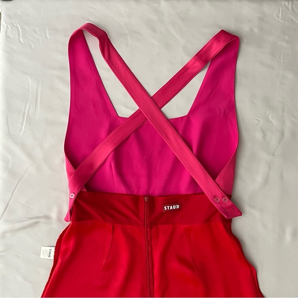 NWOT STAUD - Square Neck Jumpsuit in Red and Pink - 10 - Picture 15 of 16